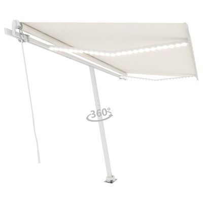 vidaXL Tenda da Sole Retrattile Manuale con LED 400x300 cm Crema