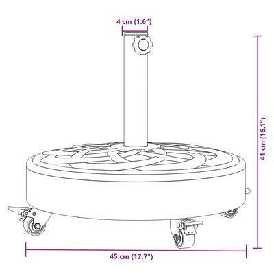 vidaXL Base per Ombrellone con Ruote per Pali Ø38/48 mm 27 kg Rotonda