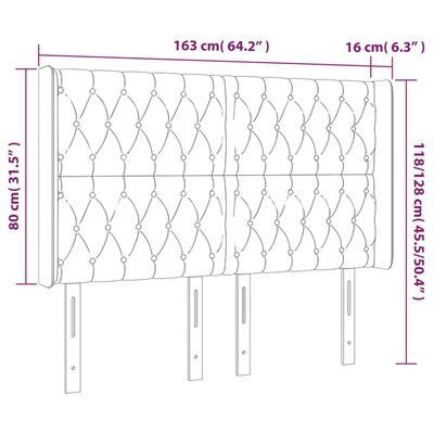 vidaXL Testiera a LED Tortora 163x16x118/128 cm in Tessuto