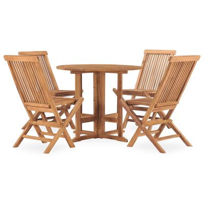 vidaXL Set da Pranzo da Giardino 5 pz Pieghevole in Massello di Teak