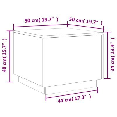 vidaXL Tavolino da Salotto con Luci LED Rovere Marrone 50x50x40 cm