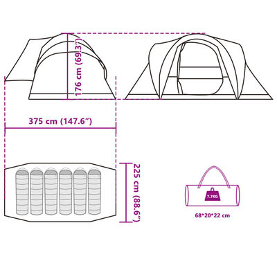 vidaXL Tenda da Campeggio a Cupola per 4 Persone Blu Impermeabile