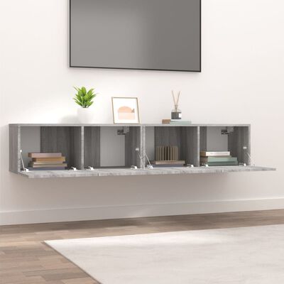 vidaXL Mobili TV 2pz Grigio Sonoma 80x30x30cm Legno Multistrato