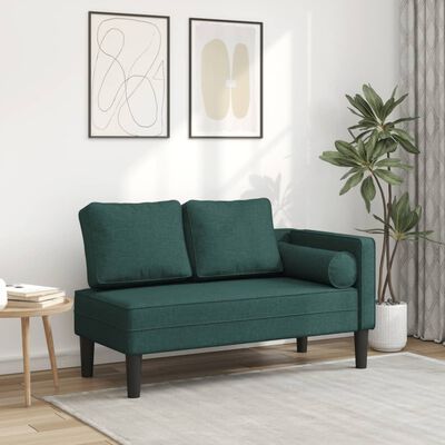 vidaXL Chaise Longue con Cuscini Verde Scuro in Tessuto