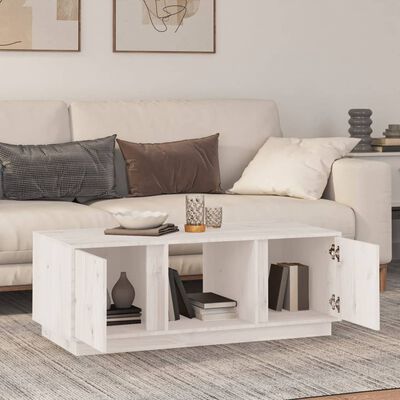 vidaXL Tavolino da Salotto Bianco 110x50x40 cm Legno Massello di Pino