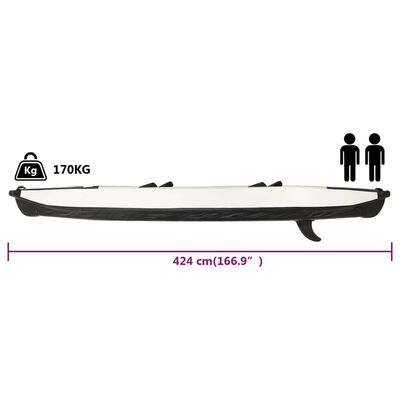 vidaXL Kayak Gonfiabile Nero 424x81x31 cm in Poliestere