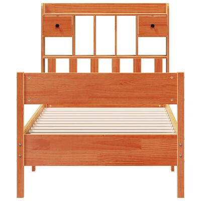 vidaXL Letto Libreria senza Materasso Marrone Cera 75x190 cm in Pino