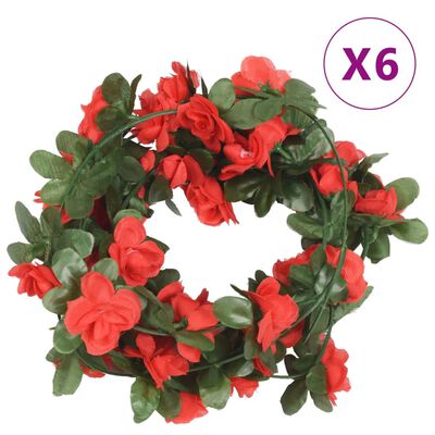 vidaXL Ghirlande Fiori Artificiali Natale 6 pz Rosso Primavera 250 cm