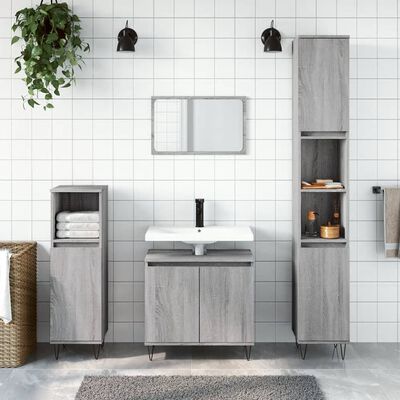 vidaXL Mobile da Bagno Grigio Sonoma 58x33x60 cm in Legno Multistrato