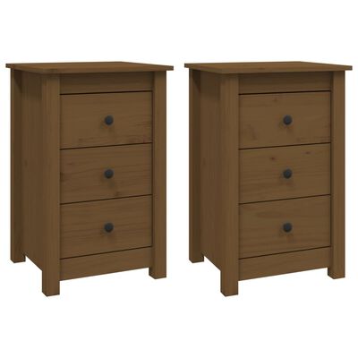 vidaXL Comodini 2 pz ambra 40x35x61,5 cm in Legno Massello di Pino