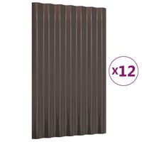 vidaXL Pannelli Tetto 12pz Acciaio Verniciato Polvere Marrone 60x36 cm