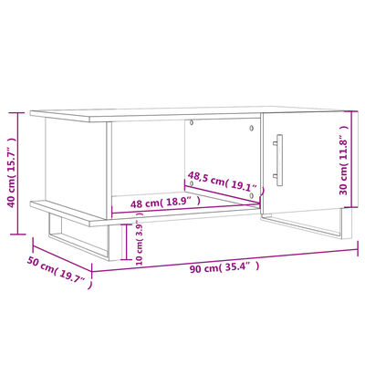 vidaXL Tavolino da Salotto Nero 90x50x40 cm in Legno Multistrato