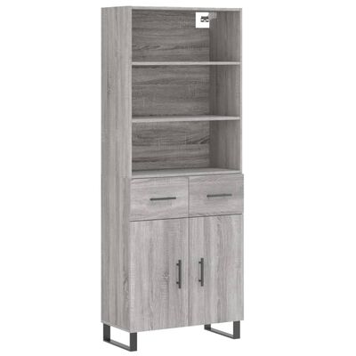 vidaXL Credenza Grigio Sonoma 69,5x34x180 cm in Legno Multistrato