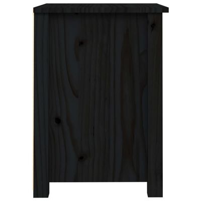 vidaXL Comodino Nero 40x35x49 cm in Legno Massello di Pino