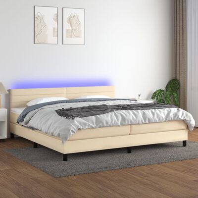 vidaXL Letto a Molle Materasso e LED bianco 200x200cm in Tessuto