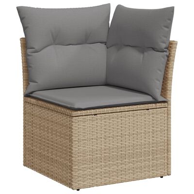 vidaXL Set Divano da Giardino 11 pz con Cuscini Beige Misto Polyrattan