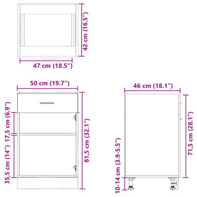 vidaXL Armadio Inferiore Cassetto Rovere Sonoma 50x46x81,5 Multistrato