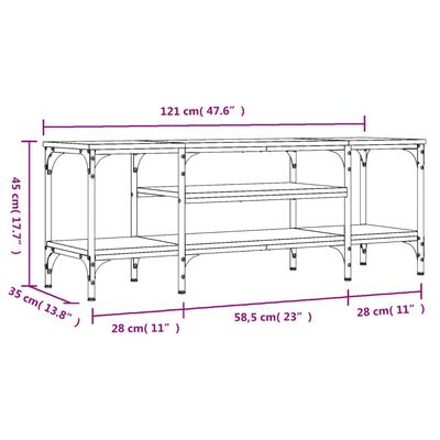 vidaXL Mobile TV Rovere Sonoma 121x35x45 cm Legno Multistrato e Ferro