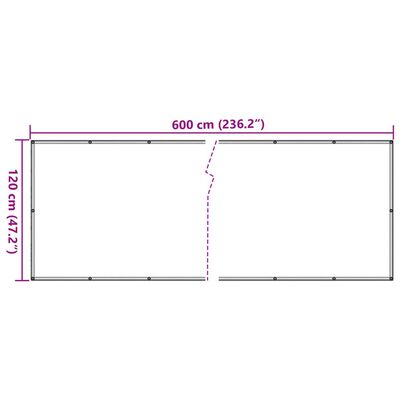 vidaXL Paravento da Balcone Grigio 600x120 cm in PVC