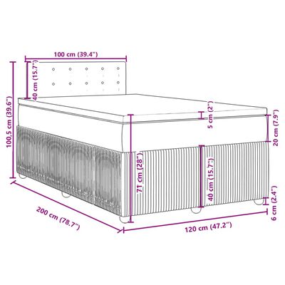 vidaXL Giroletto a Molle con Materasso Blu 120x200 cm in Tessuto