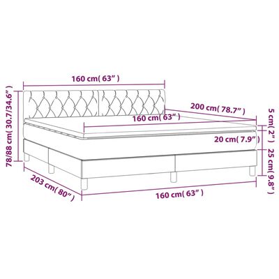 vidaXL Letto a Molle con Materasso e LED Rosa 160x200 cm in Velluto