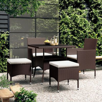 vidaXL Set da Pranzo per Giardino 5 pz in Polyrattan Marrone