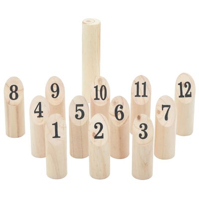 vidaXL Set Gioco Kubb Numerici 13pz con Custodia Legno Massello Pino