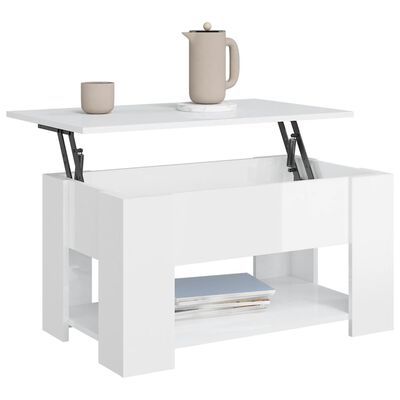 vidaXL Tavolino Salotto Bianco Lucido 79x49x41 cm in Legno Multistrato