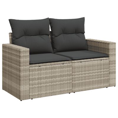 vidaXL Set Divano da Giardino 5pz con Cuscini Grigio Chiaro Polyrattan