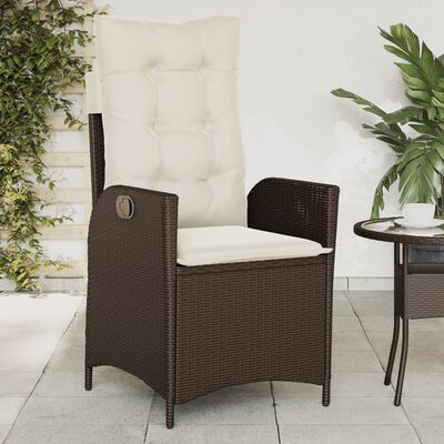 vidaXL Sedie Reclinabili Giardino 2pz con Cuscini Marrone Polyrattan