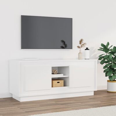 vidaXL Mobile Porta TV Bianco Lucido 102x35x45 cm in Legno Multistrato