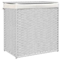 vidaXL Cesto Portabiancheria 2 Sezioni Bianco 53x35x57 cm Polyrattan