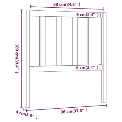 vidaXL Testiera per Letto Grigia 96x4x100 cm in Legno Massello di Pino