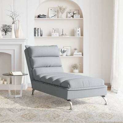 vidaXL Chaise Longue con Cuscini Grigio Chiaro in Tessuto