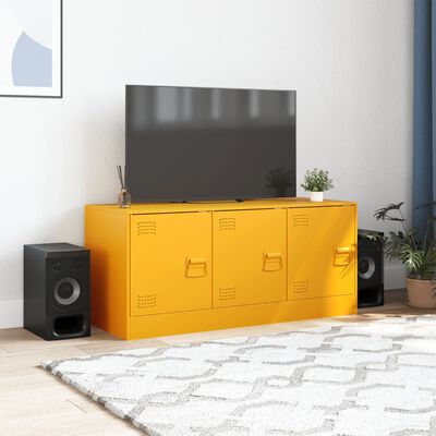 vidaXL Mobile Porta TV Giallo Senape 99x39x44 cm in Acciaio