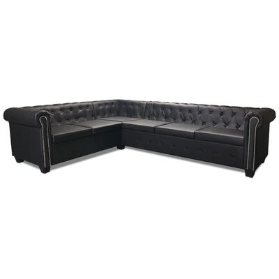 vidaXL Divano Angolare Chesterfield a 6 Posti Pelle Artificiale Nera