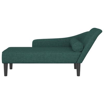 vidaXL Chaise Longue con Cuscini Verde Scuro in Tessuto