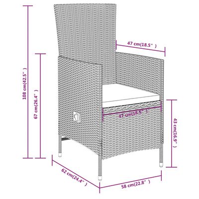 vidaXL Set da Pranzo da Giardino 9 pz con Cuscini Beige