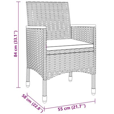 vidaXL Set Pranzo da Giardino 5pz in Polyrattan e Vetro Temperato Nero