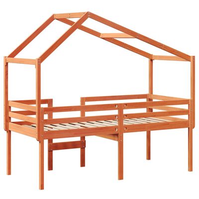 vidaXL Letto a Soppalco con Tetto Cera 75x190cm Legno Massello di Pino