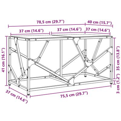 vidaXL Tavolini con Piano Vetro Trasparente 2 pz 78,5x40x41 cm Acciaio