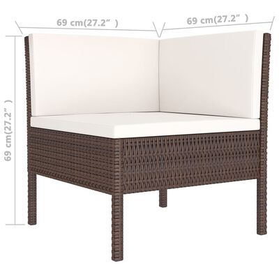 vidaXL Set Divani da Giardino 12 pz con Cuscini in Polyrattan Marrone