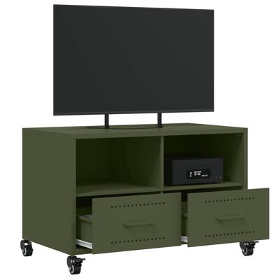 vidaXL Mobile TV Verde Oliva 68x39x43,5 cm in Acciaio