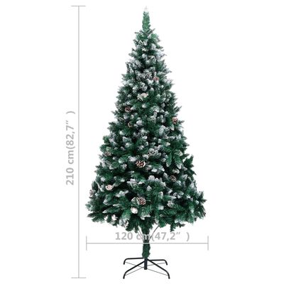 vidaXL Albero di Natale Preilluminato con Palline e Pigne 210 cm