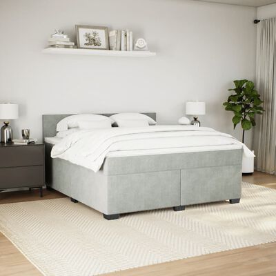 vidaXL Giroletto a Molle con Materasso Grigio Chiaro 180x200cm Velluto