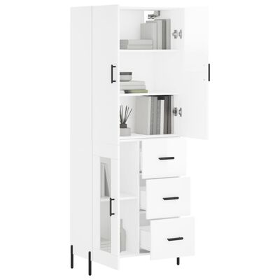 vidaXL Credenza Bianco Lucido 69,5x34x180 cm in Legno Multistrato