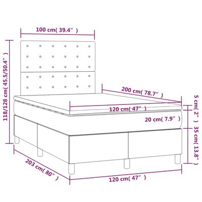 vidaXL Giroletto a Molle con Materasso Rosa 120x200 cm in Velluto