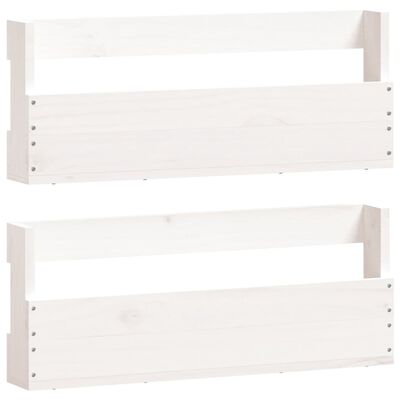 vidaXL Scarpiere a Parete 2 pz Bianco 59x9x23cm Legno Massello di Pino