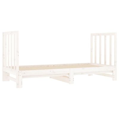 vidaXL Dormeuse Estraibile Bianca 2x(90x190) cm Legno Massello di Pino