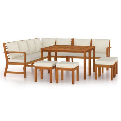 vidaXL Set da Pranzo Giardino 11 pz con Cuscini Legno Massello Acacia